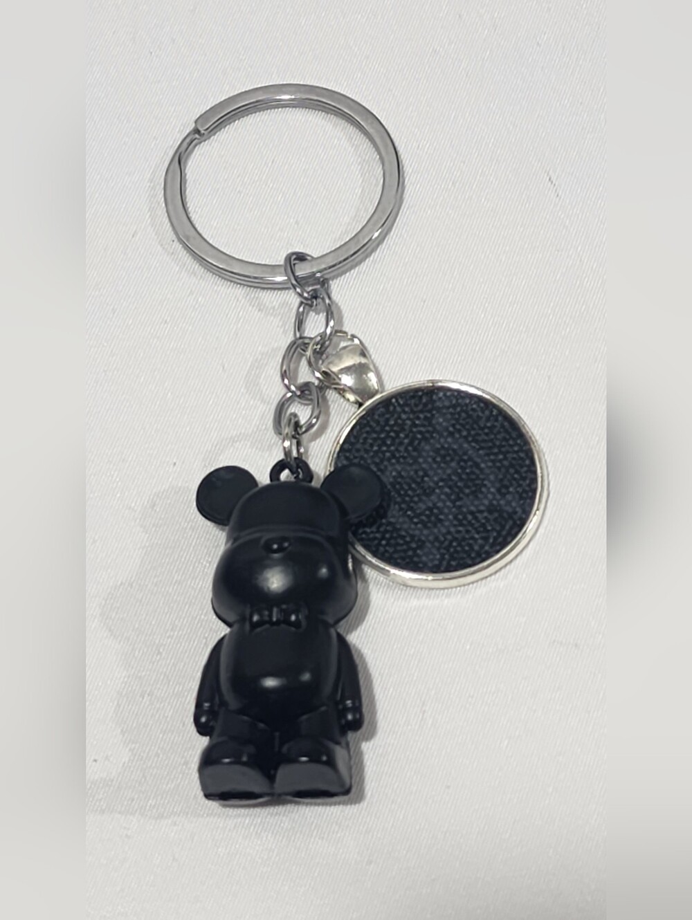 Black Bear Keychain Louis Vuitton Monogram Eclipse Canvas silver cabochon